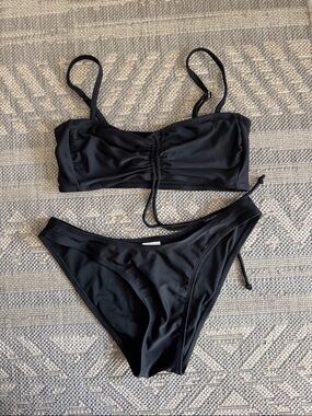 Xhilaration Black Ruched Bandeau Bikini Set